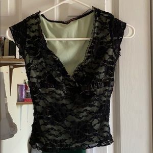 Black Laced cropped shirt